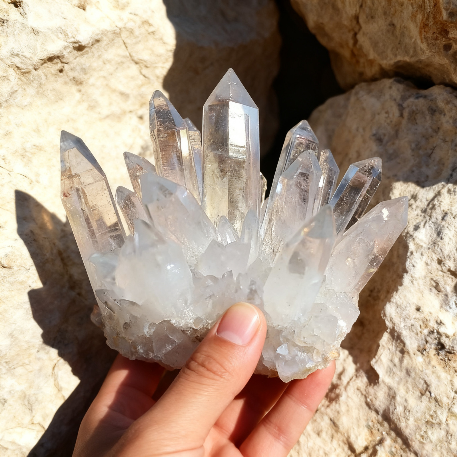 1 Pc Natural Clear Quartz Crystal Cluster 250g, Energy Purifying, Home Decor