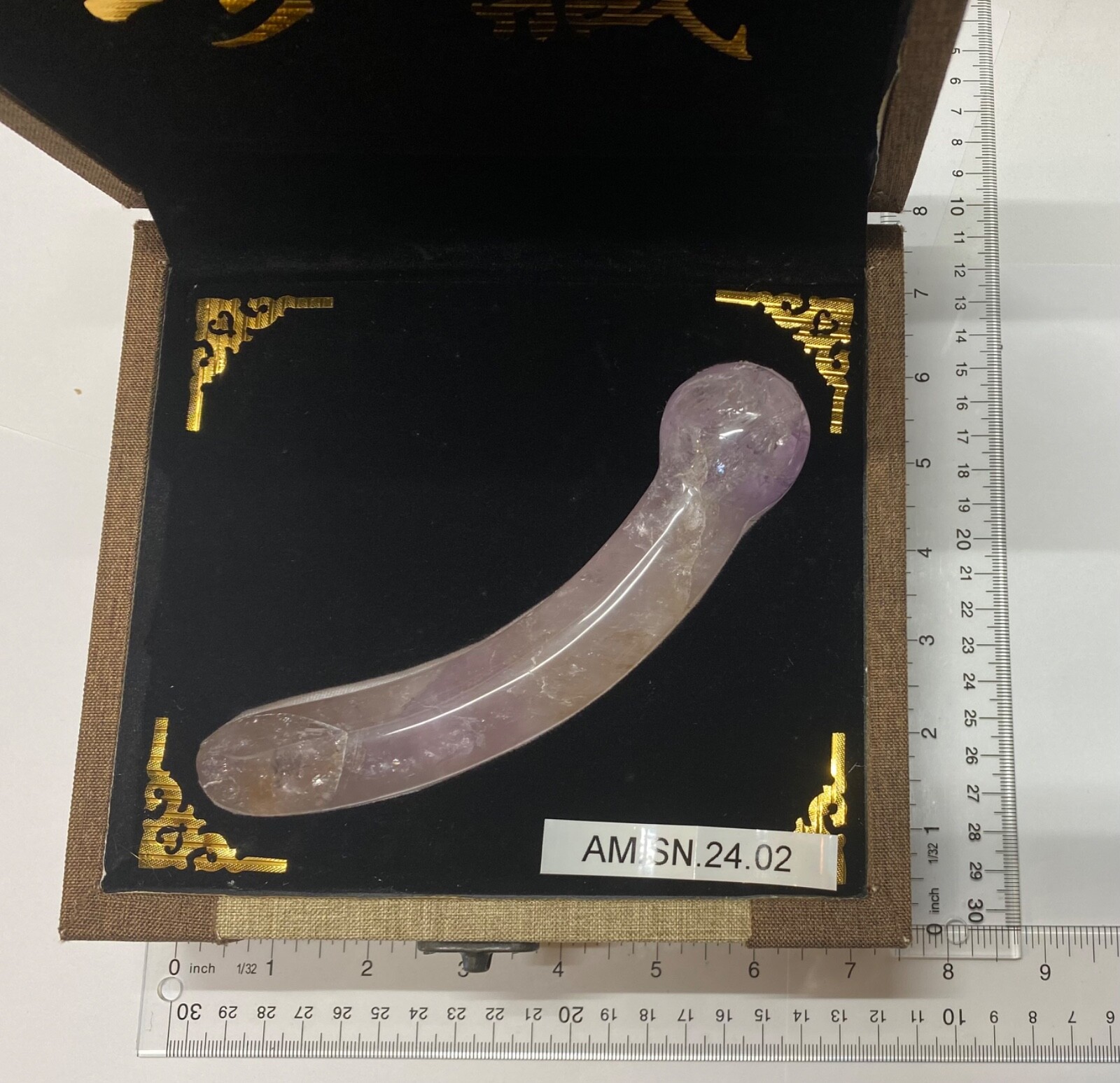 Natural and Genuine Amethyst Quartz Massage Wand Pelvic Floor Yoni Wand GIFTBOX