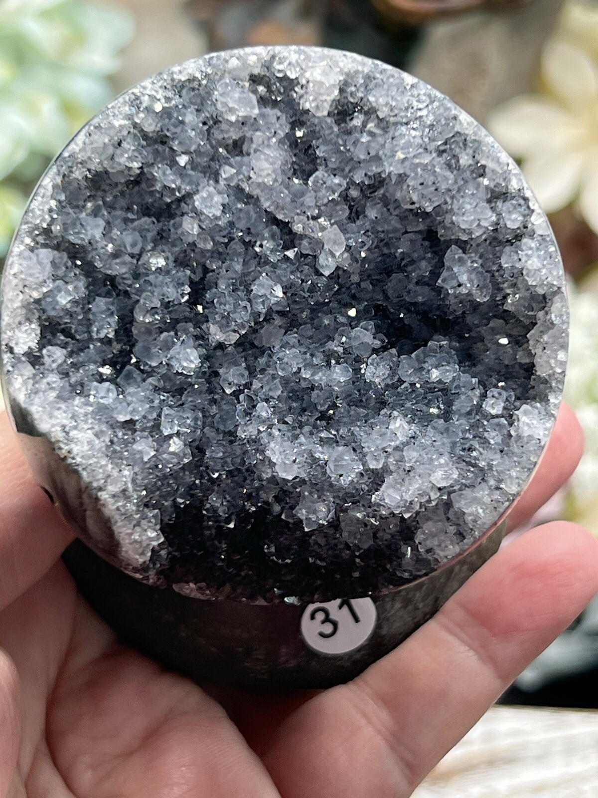 Natural Sugar Druzy Amethyst Geode Carved standing Spheres L@@K Free ship & Gift