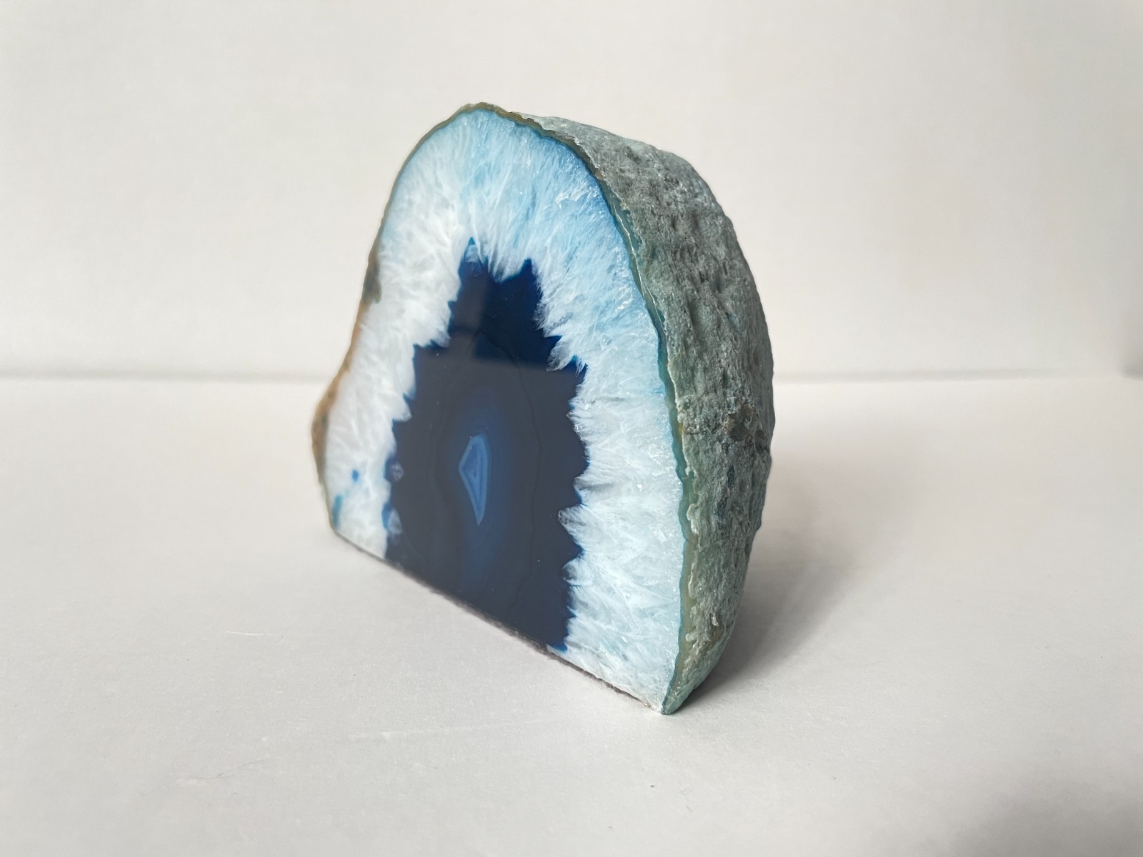 Quartz Crystal Druzy Half-Polished Blue Agate Geode Candle Holder Crystal Decor