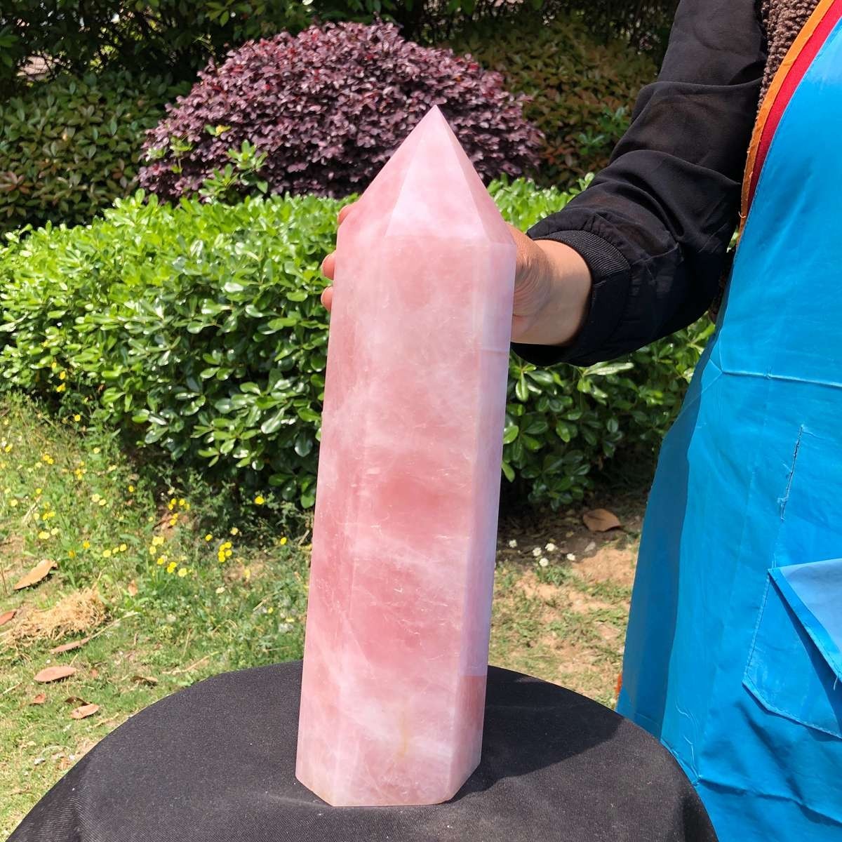 9.74LB Natural rose quartz obelisk pink crystal tower point healing decor