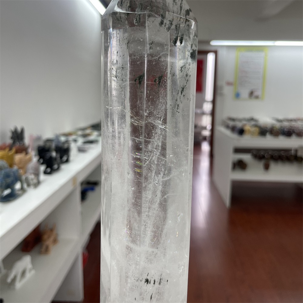 5.1LB 20.2″ Natural A+++ Clear Quartz Obelisk Tower Crystal Decor Reiki Heal