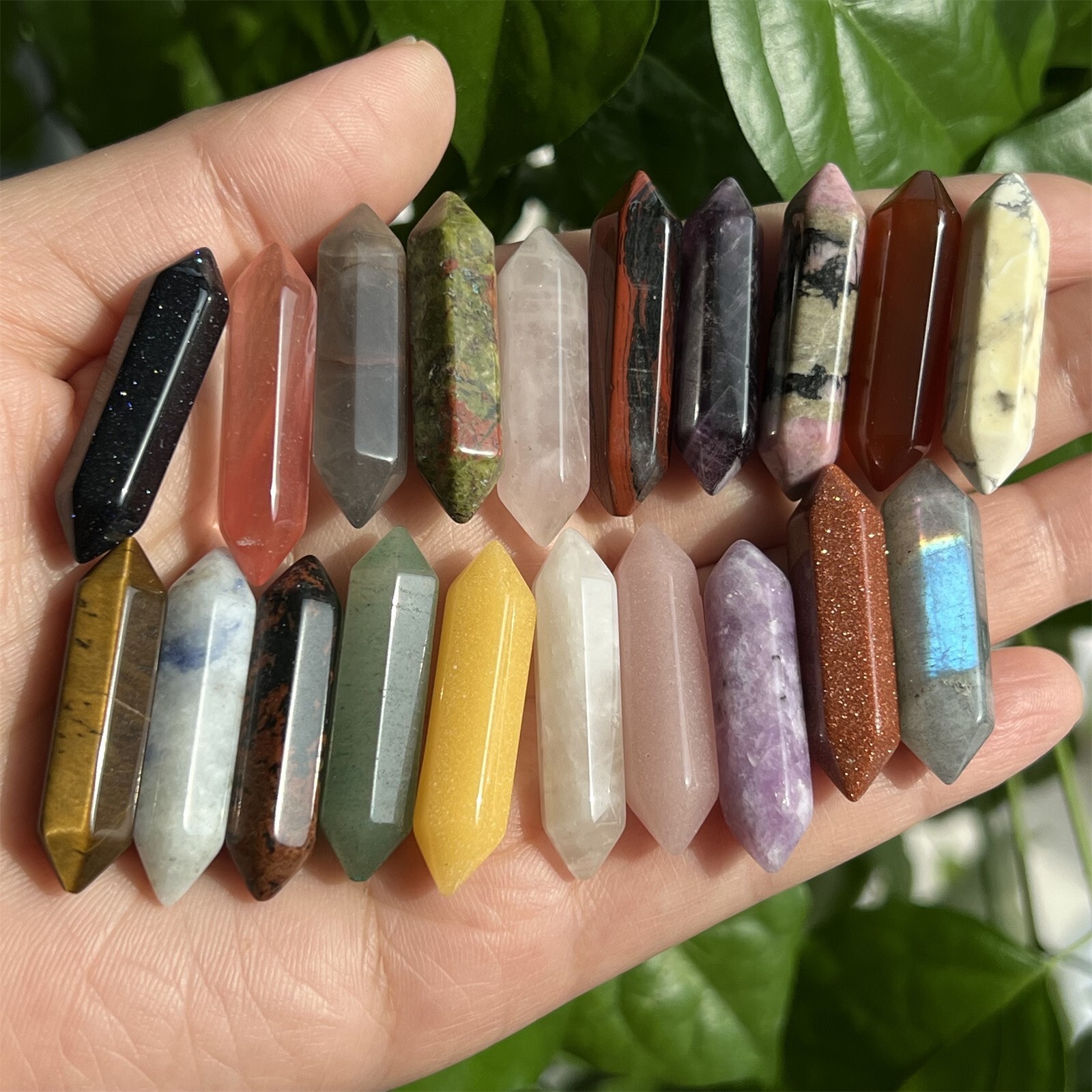 Top! Wholesale Natural Obelisk Mixed Quartz Crystal Wand Double Point gem 10pcs