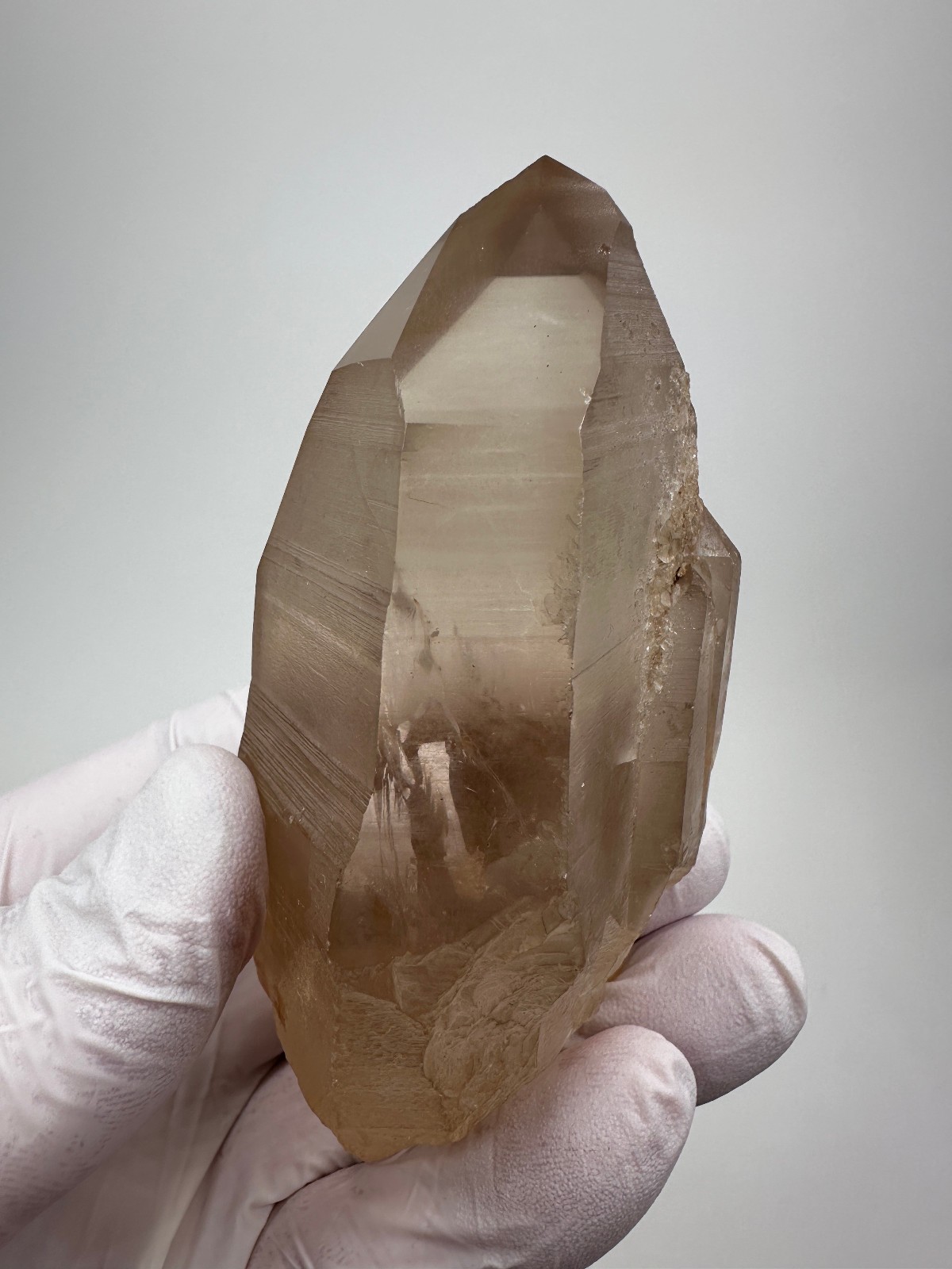 Large Clear Lemurian Seed Quartz Crystal Smokey Point__Serra do Cabra