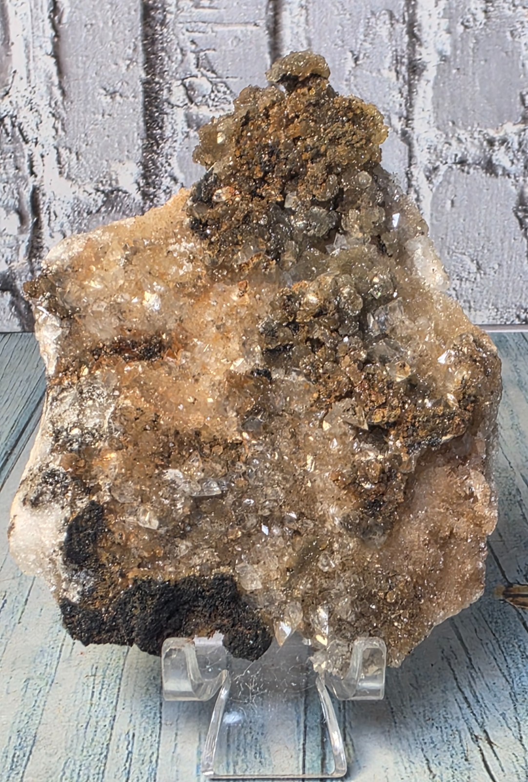 ✨ Druzy Smithsonite with Calcite Crystal Specimen – Mexico – 131g – 3.75” ✨