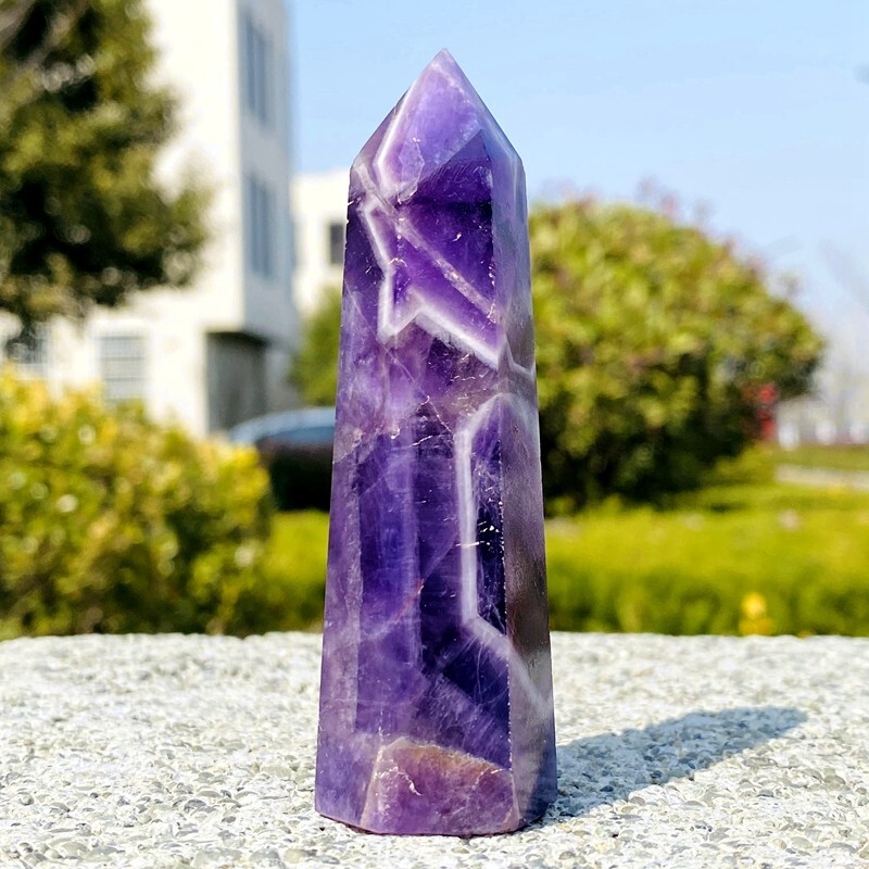 78g Natural dreamy amethyst obelisk quartz crystal energy column