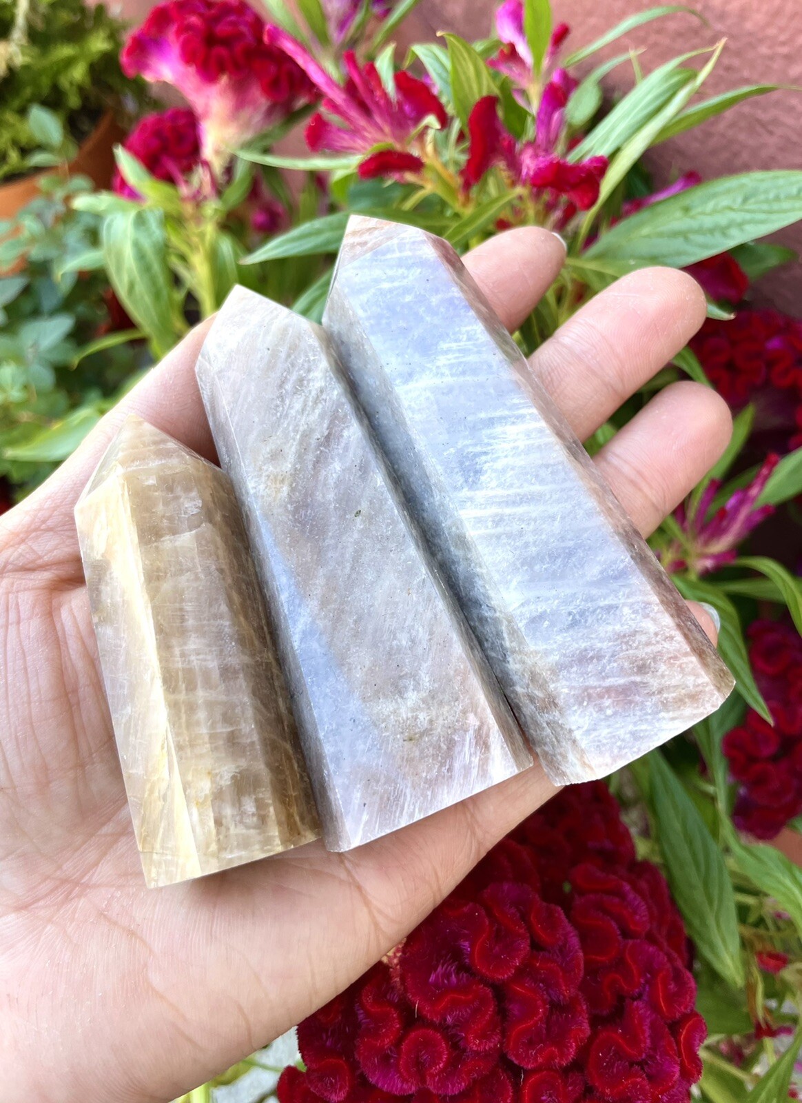 Wholesale Lot 1 Lb Natural Moonstone Obelisk Tower Point Crystal