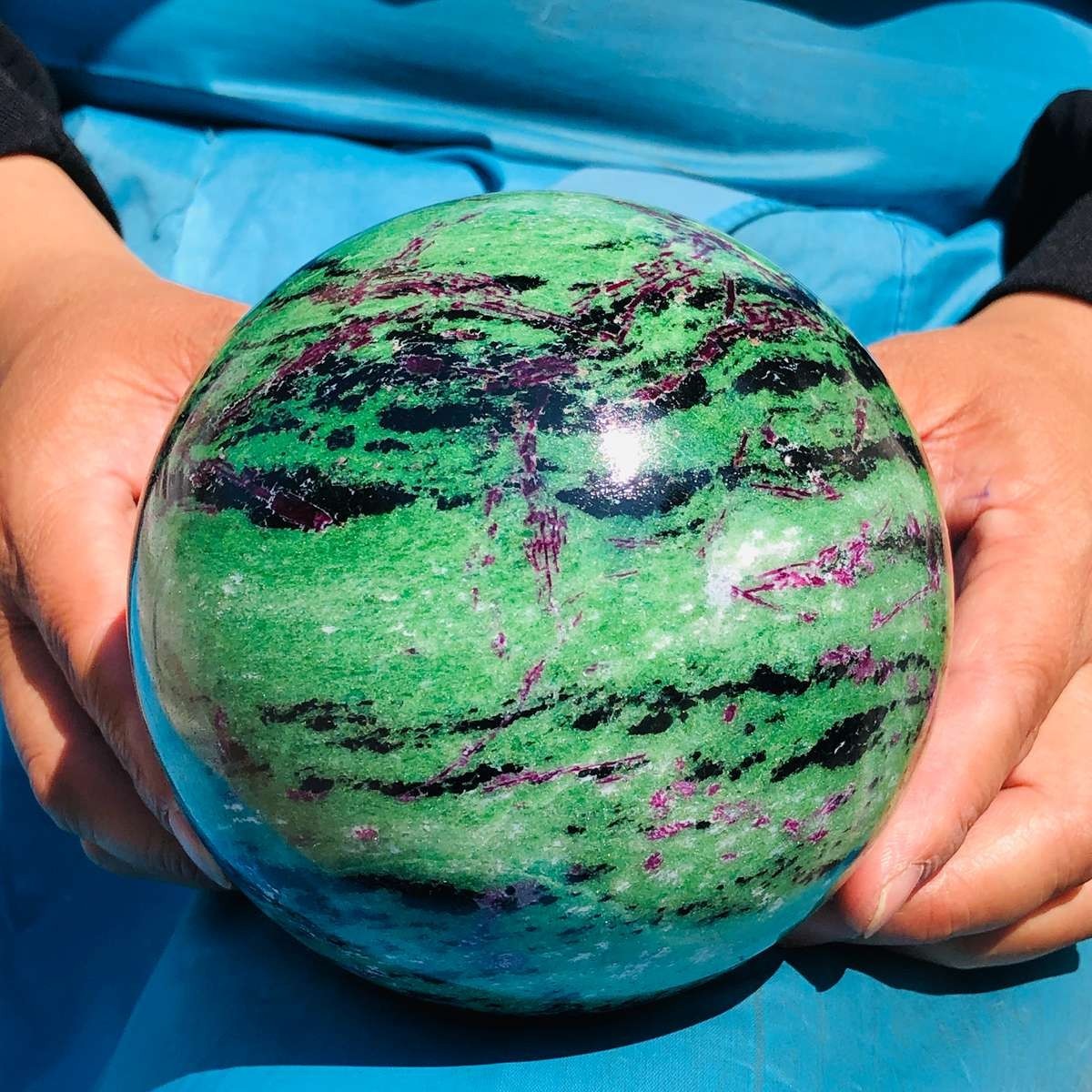 5.67 LB Large Natural Ruby Zoisite Sphere Crystal Healing Stone Specimen 5158