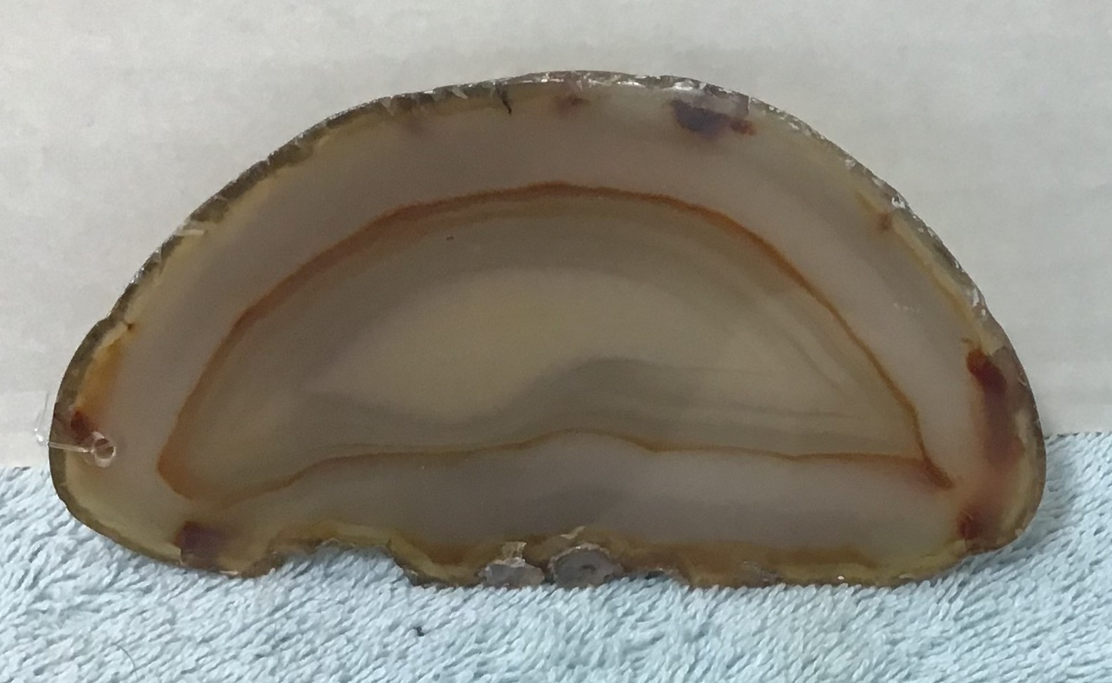 Brazilian Agate Slice Gemstone Opaque With Pink Orange Yellow Tan