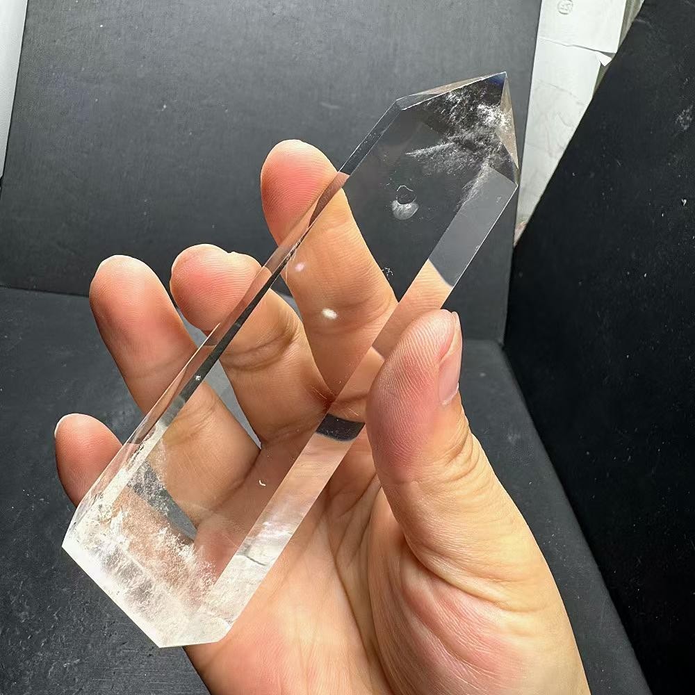 230g Natural White Quartz Obelisk Crystal Energy Tower Reiki Healing+Stand