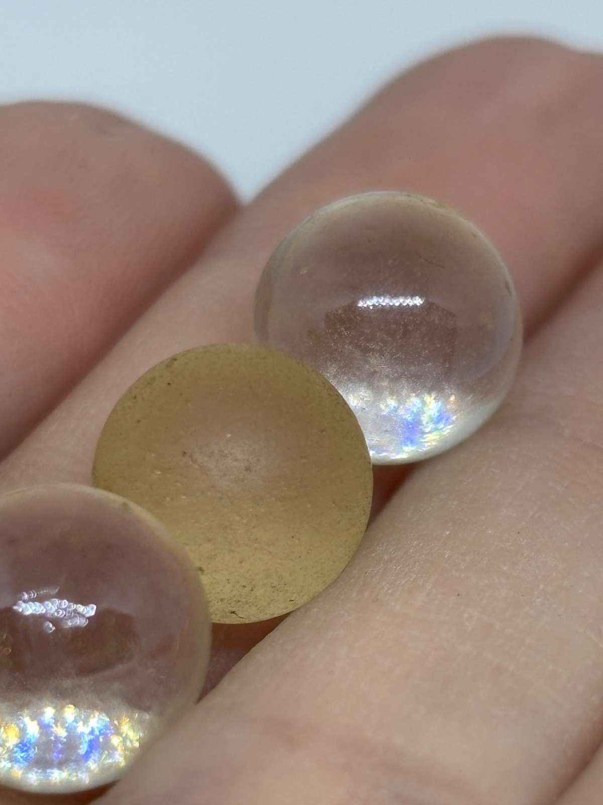 Lot x 3 Pcs Vintage Natural Citrine Quartz Mini Sphere Ball Orbs Marbles 9.5 mm