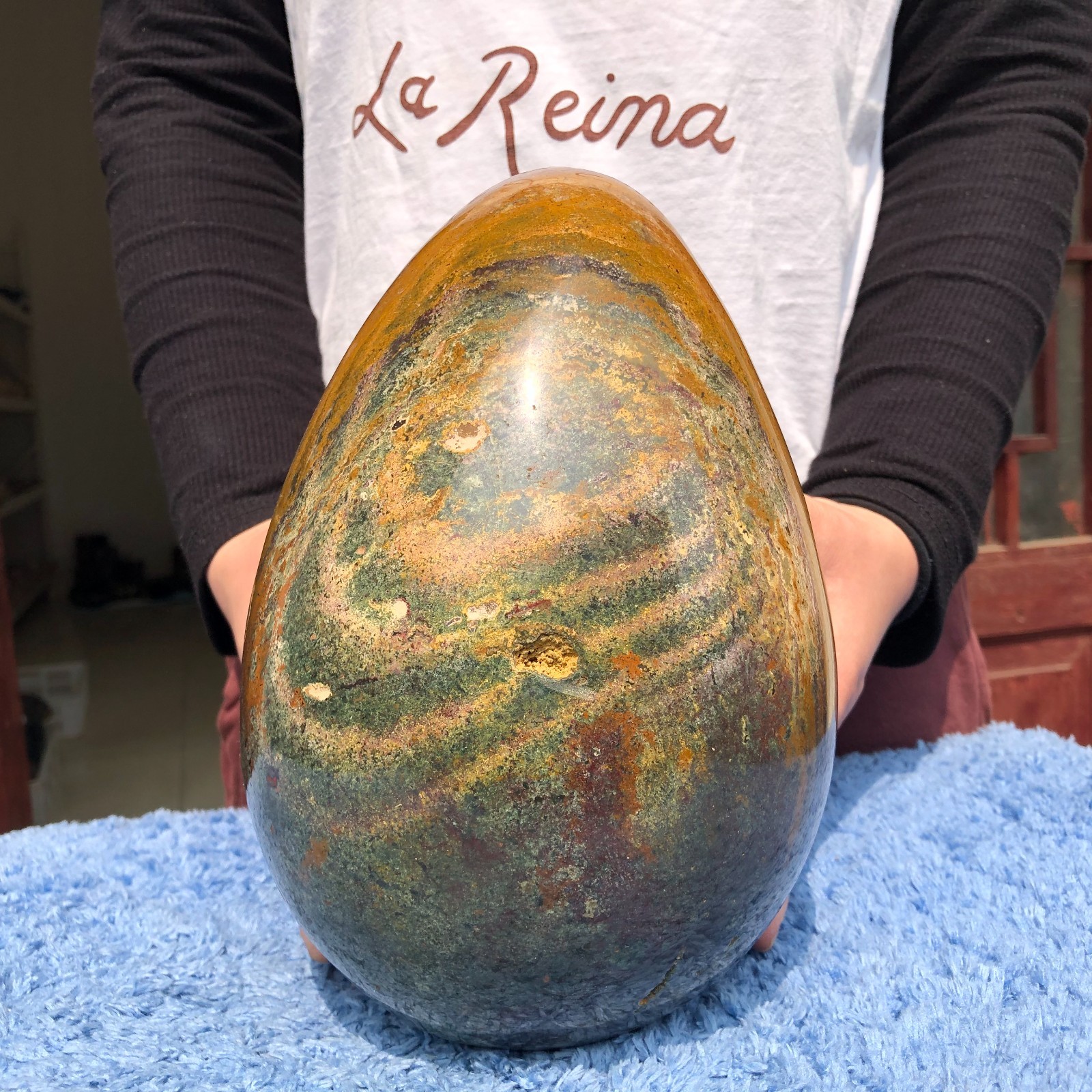14.8LB Natural Ocean stone Quartz Crystal egg Mineral specimen Healing