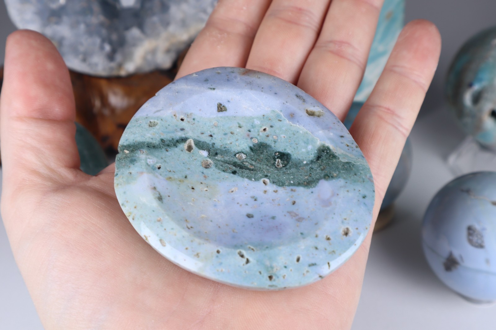 Large BLUE CRYSTAL LOT Celestite Angelite Caribbean Calcite Tower Amazonite