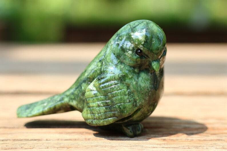 1pc Natural Green Jade Quartz Carved Bird Skull Crystal Reiki Decor Gift 2.4”