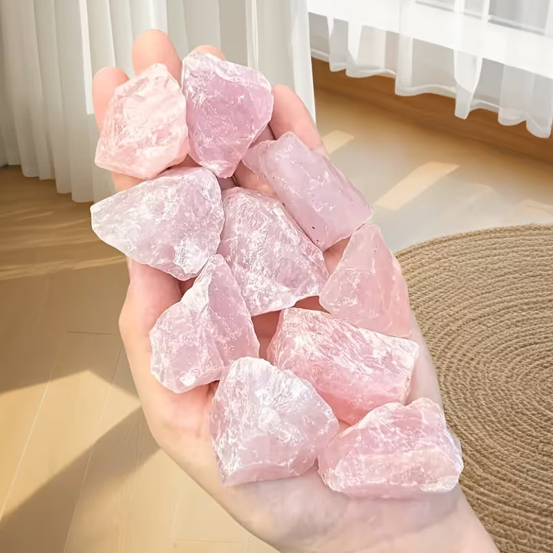Rose Quartz Raw Stone, Natural Pink Gemstone Mineral Specimens, Rough Raw Stones