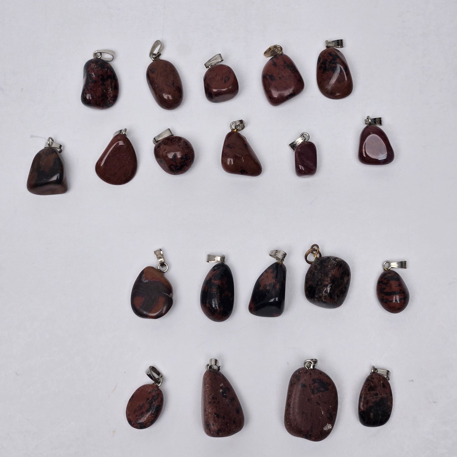 Lot 20 Mahogany Obsidian Tumbled Stone Pendants Natural Polished Rock Jewelry
