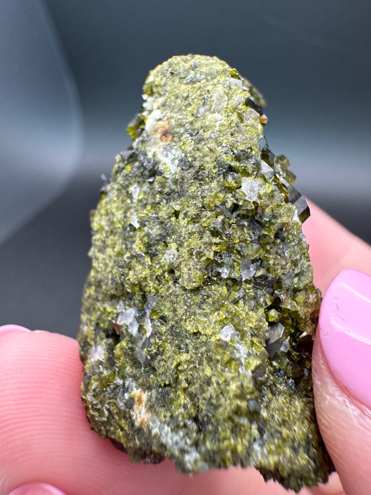 6829 Sparkly Green Epidote with Clear Quartz Calumet Iron Mine, Colorado 32g