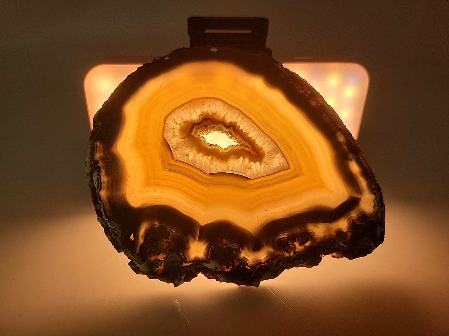 Carnelian Agate Slab Slice Geode~Quartz Center~4oz Opaque Blk Golds GORGEOUS!