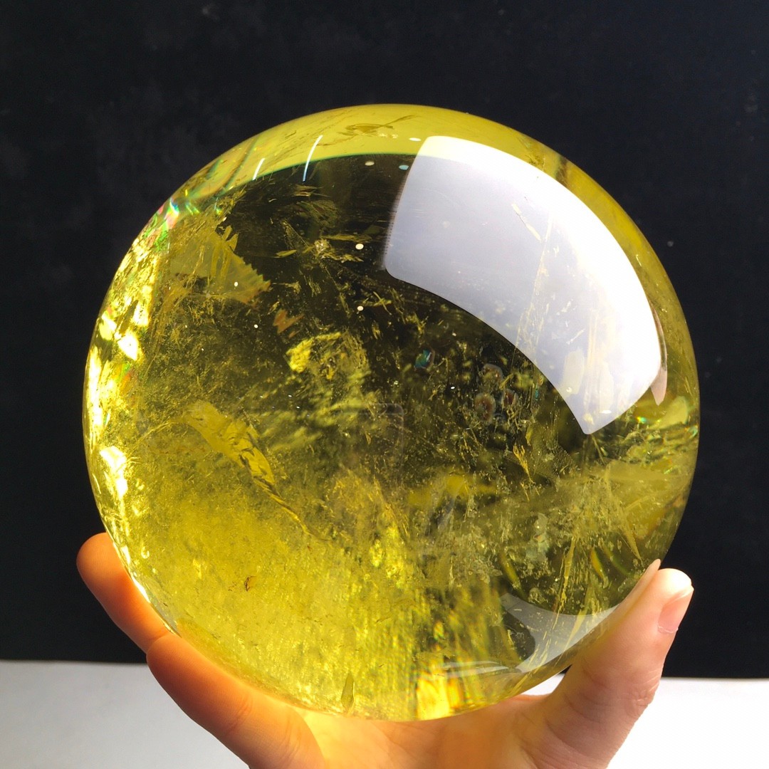 8LBTop Natural Citrine Sphere Quartz Crystals Reiki Ball Gems Decorate Gift
