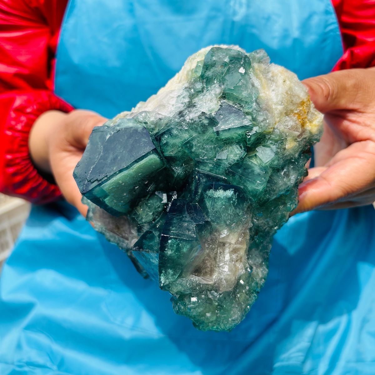 3.93LB Natural Green Fluorite Crystal Cluster Cubic Fluorite Specimen healing