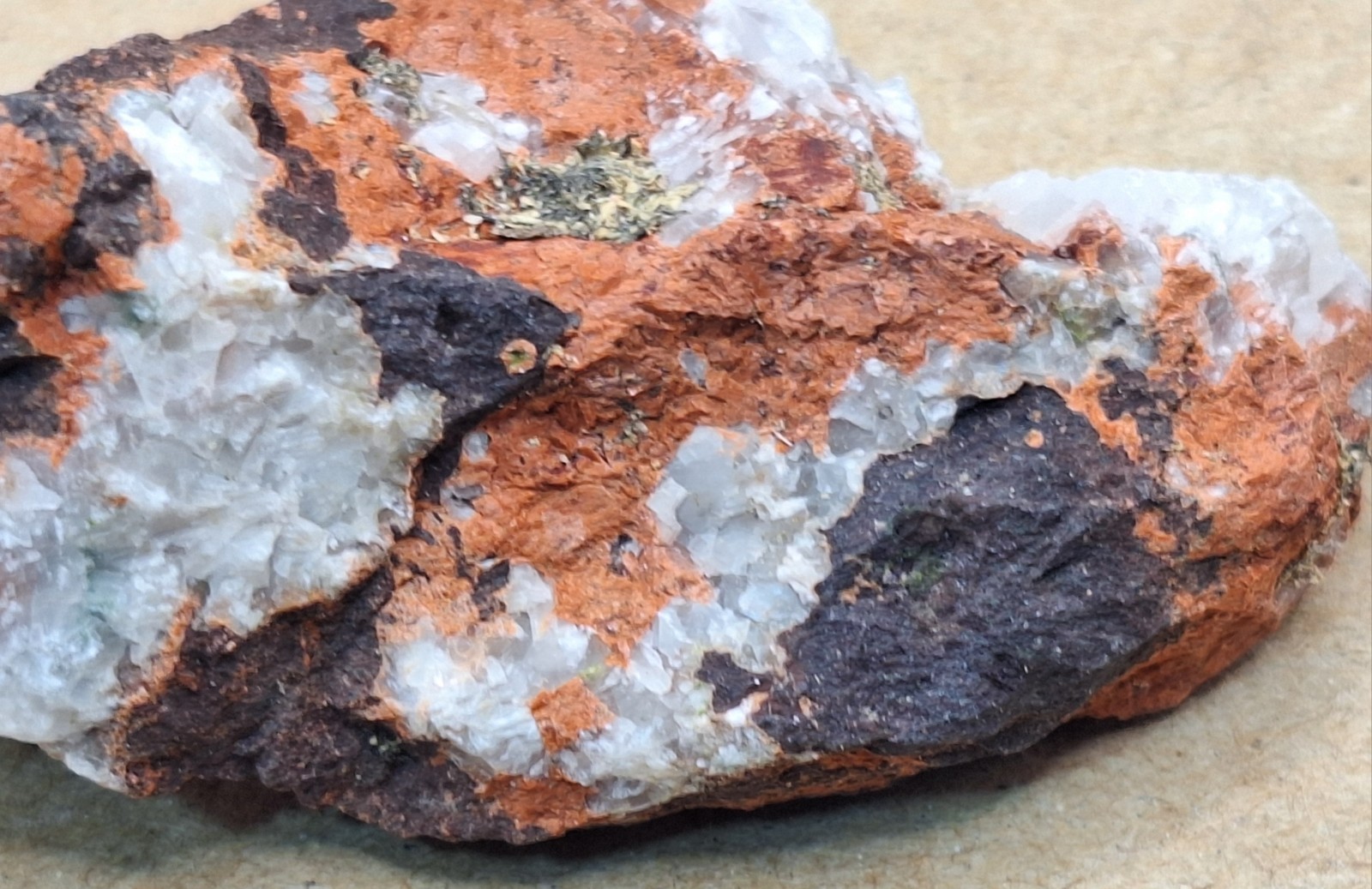 Calcite Epidote and Microcline In Basalt Conglomerate -Michigan Copper Mine