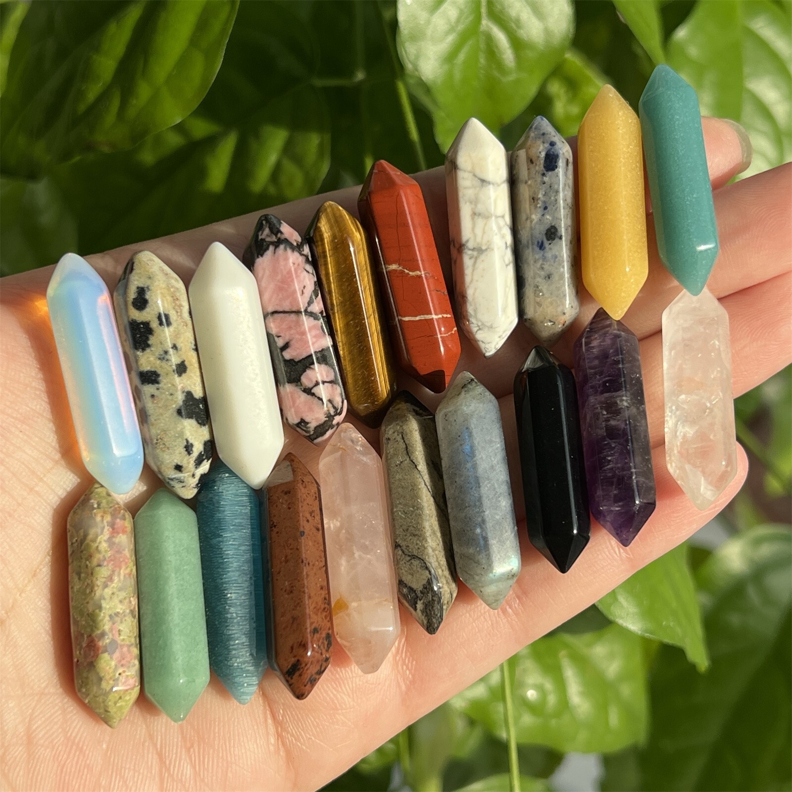 Top! Wholesale Natural Obelisk Mixed Quartz Crystal Wand Double Point gem 10pcs