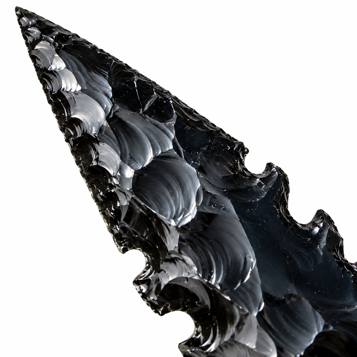 Handmade Black Obsidian Crystal Knife 10″ Flint Knapped Ritual Athame Gift