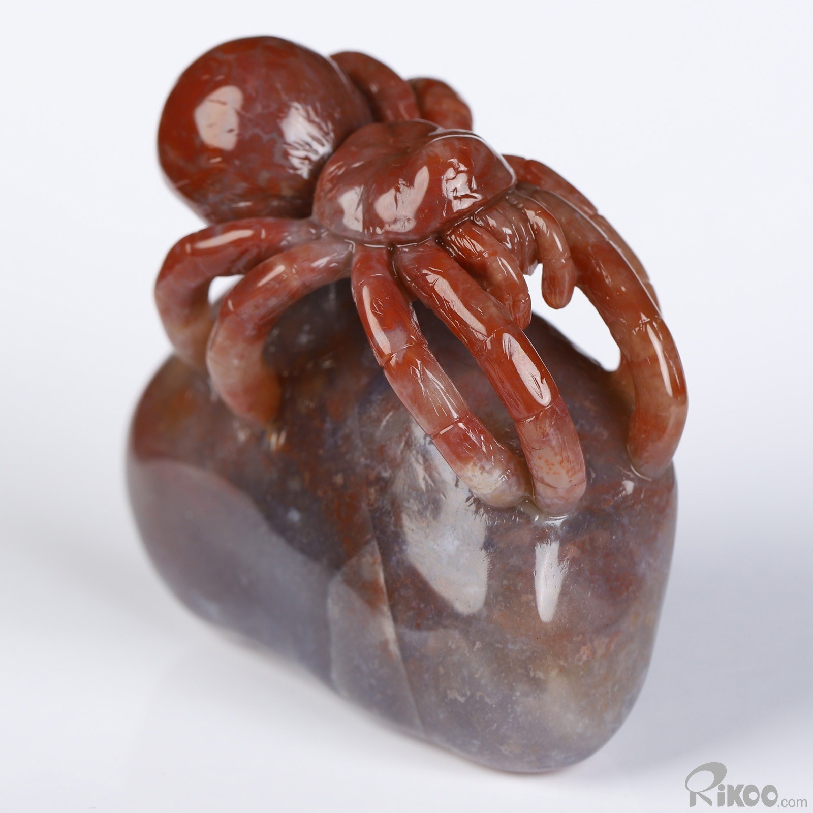2.6″ Bloodstone Hand Carved Crystal Spider Sculpture, Crystal Healing
