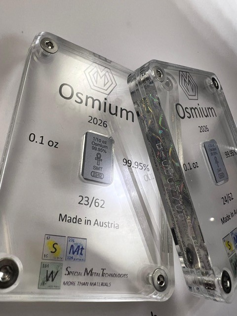 Osmium 1/10oz King Tut bar – 2026 – Mintage: 62 – Produced by SMT