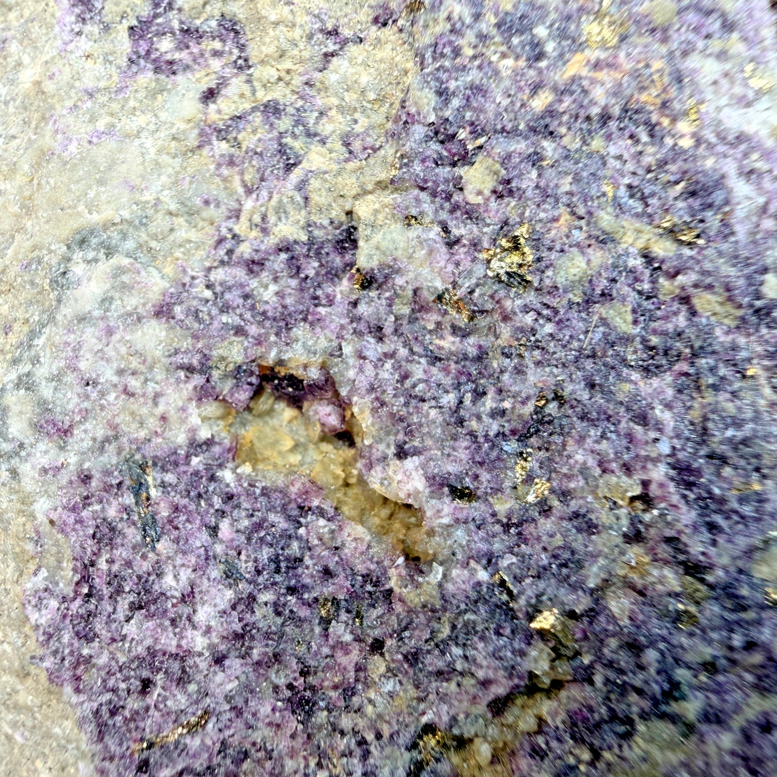 Fine Rich Calaverite on Fluorite: Blue Bird Mine, Cripple Creek, Colorado- Rare!