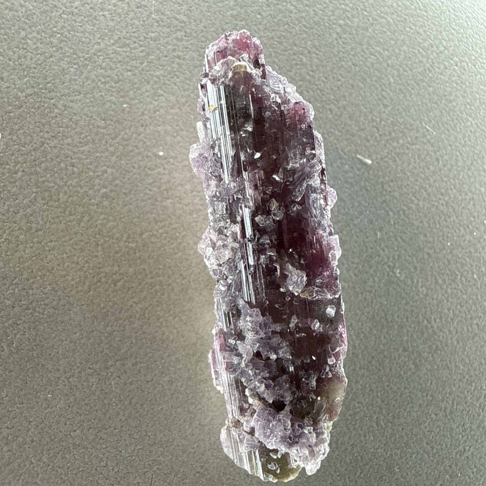Purple Tourmaline w Lilac Lepidolite, Minas Gerais, Brazil, 12.5gr (Pseudomorph?