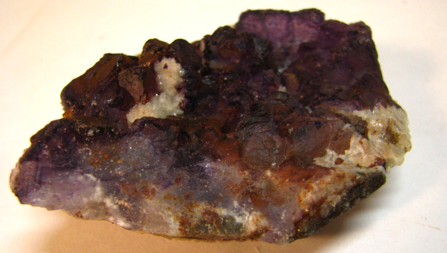 .24lb 3×2.5inch PURPLE FLUORITE ON CALCITE/QUARTZ QINGLONG MINE CHINA #137