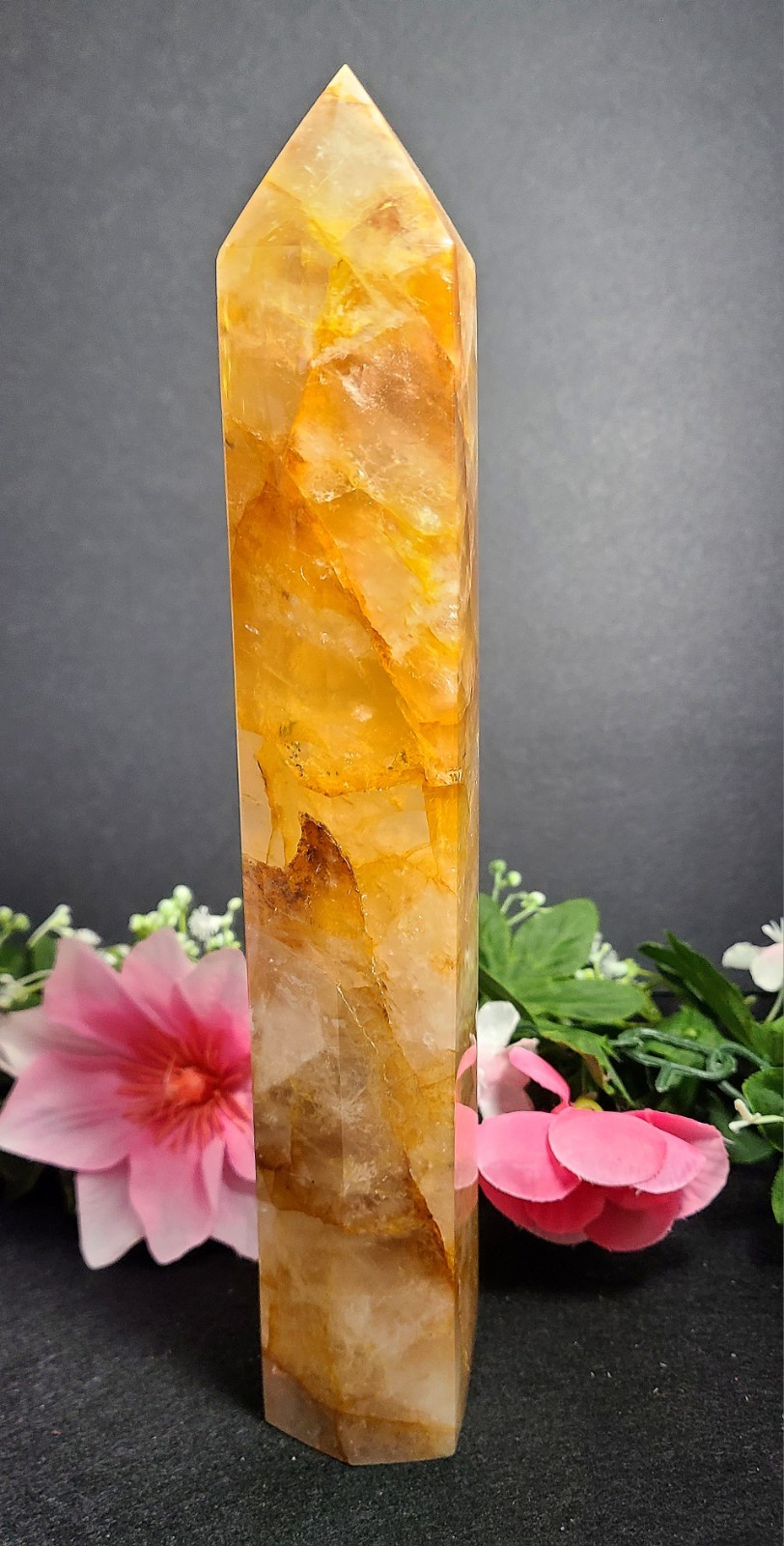 XXX Large 10″ 958g 2.2lb A+ Golden Healer Quartz Tower Generator Wealth Crystal