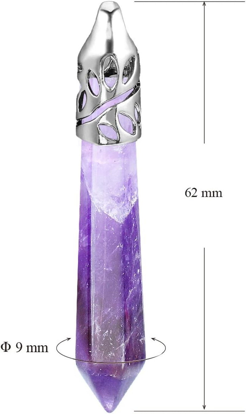 Healing Crystal Necklace for Women Men Natural Amethyst Quartz Crystal Pendant E