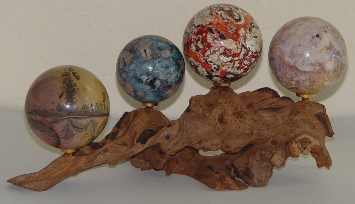 Natural Driftwood Crystal Sphere Display Stand 4 Holder Removable Peg Exact Wood
