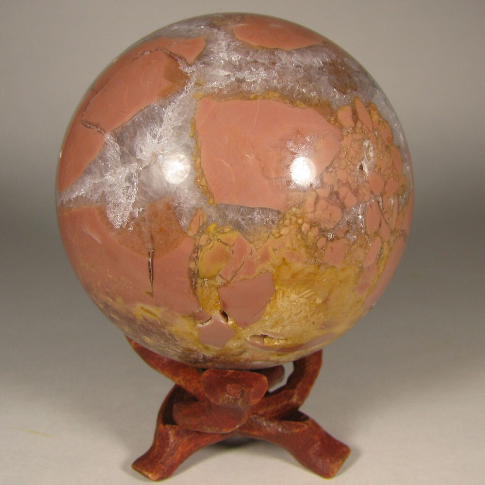 2.7″ PINK AGATE Polished Gemstone Sphere Ball w/ Stand – Brazil – 69mm