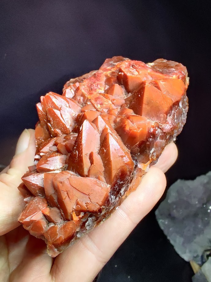 Large SATURATED Red Hematoid/Ferruginous Quartz Crystal Cluster: 242g Morocco