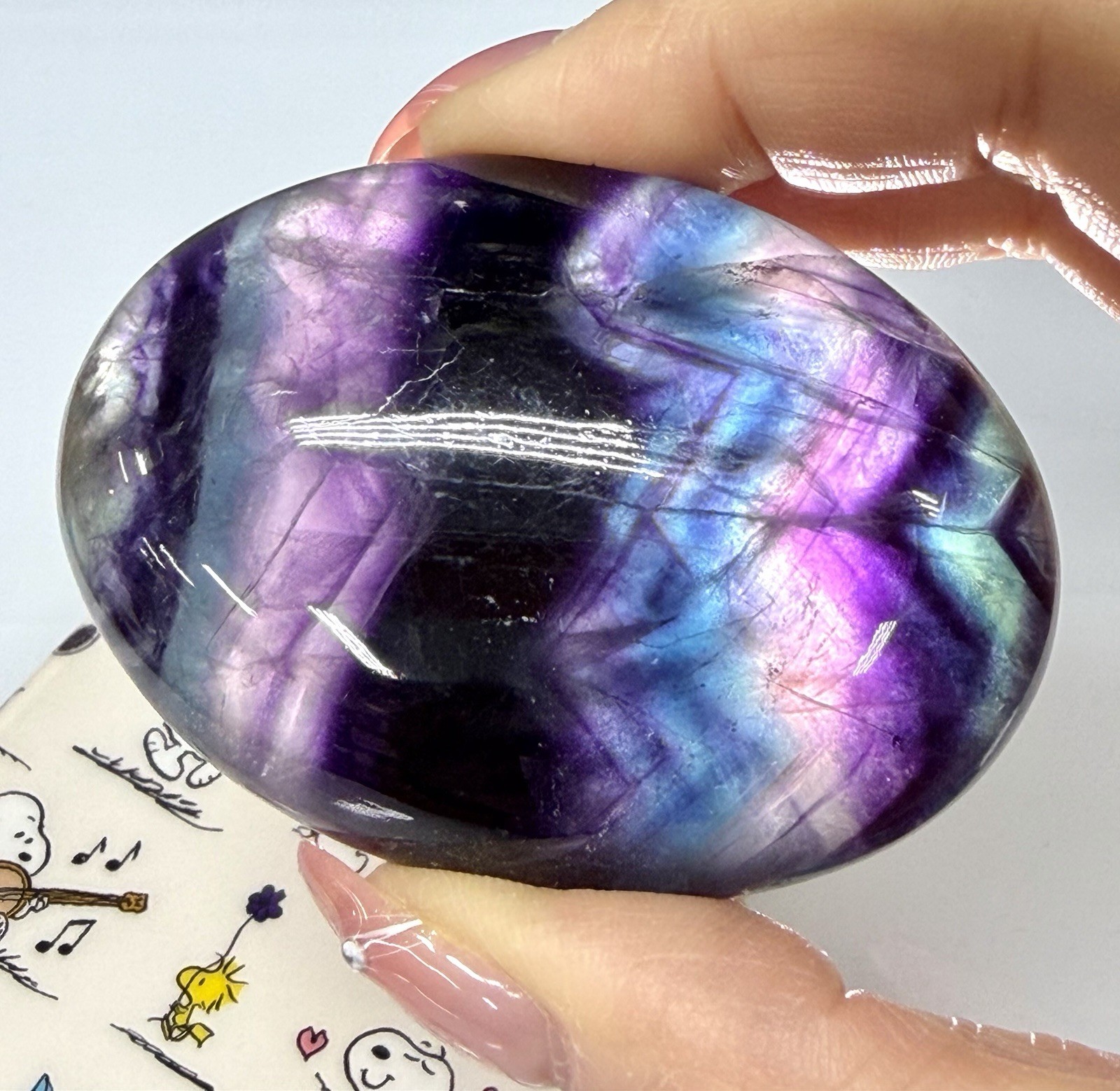 Wholesale Lot 8 Pcs Natural Rainbow Fluorite Palm Stone Crystal Healing