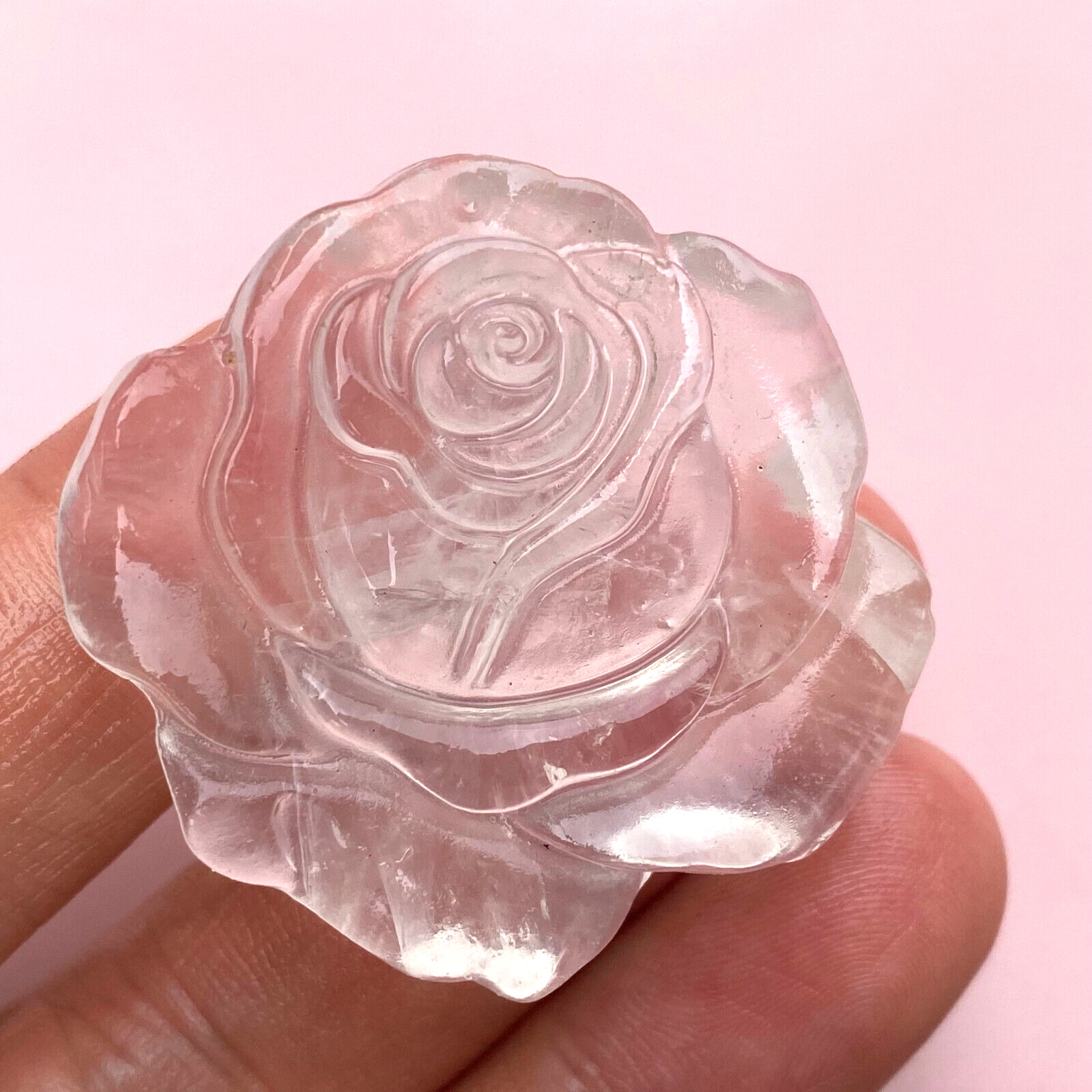 Natural clear quartz roses flowers skull hand carved reiki Healing 1pc