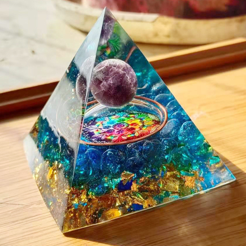 Hot Amethyst Crystal Sphere Orgonite Pyramid Obsidian Chakra Energy Orgone Stone
