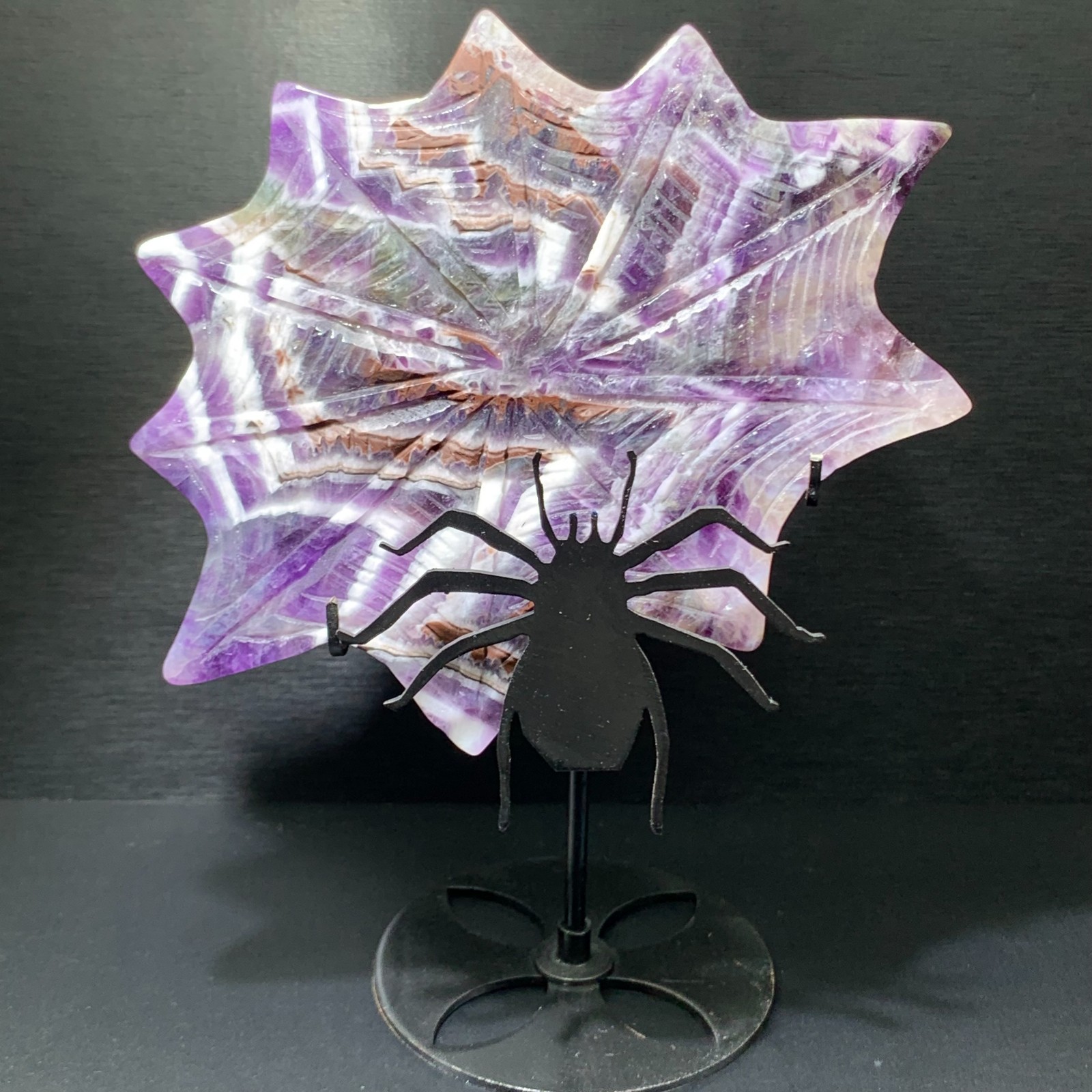 246G Natural Amethyst spider skull Quartz Crystal Skull Figurines Healing