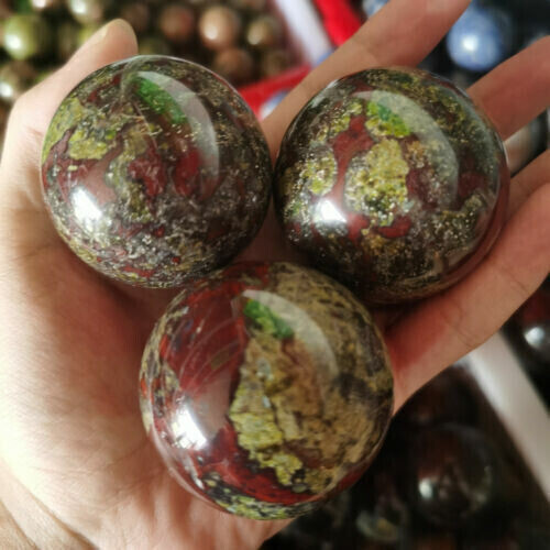 1PC Natural dragon blood stone quartz sphere crystal ball reiki healing 40mm+