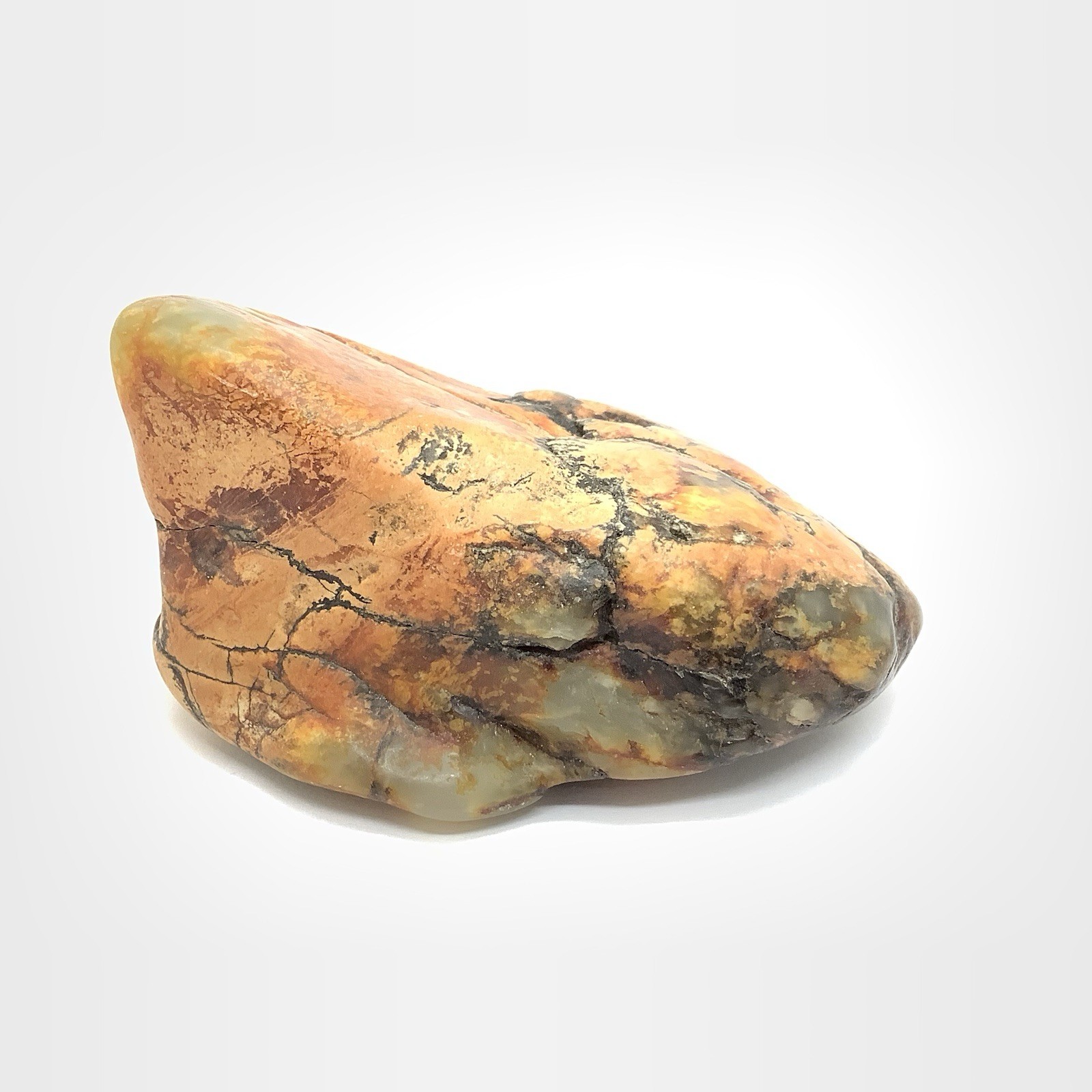 Siberian Jade Cobble White Brown Orange Nephrite Jade Vitim River Siberia 207g