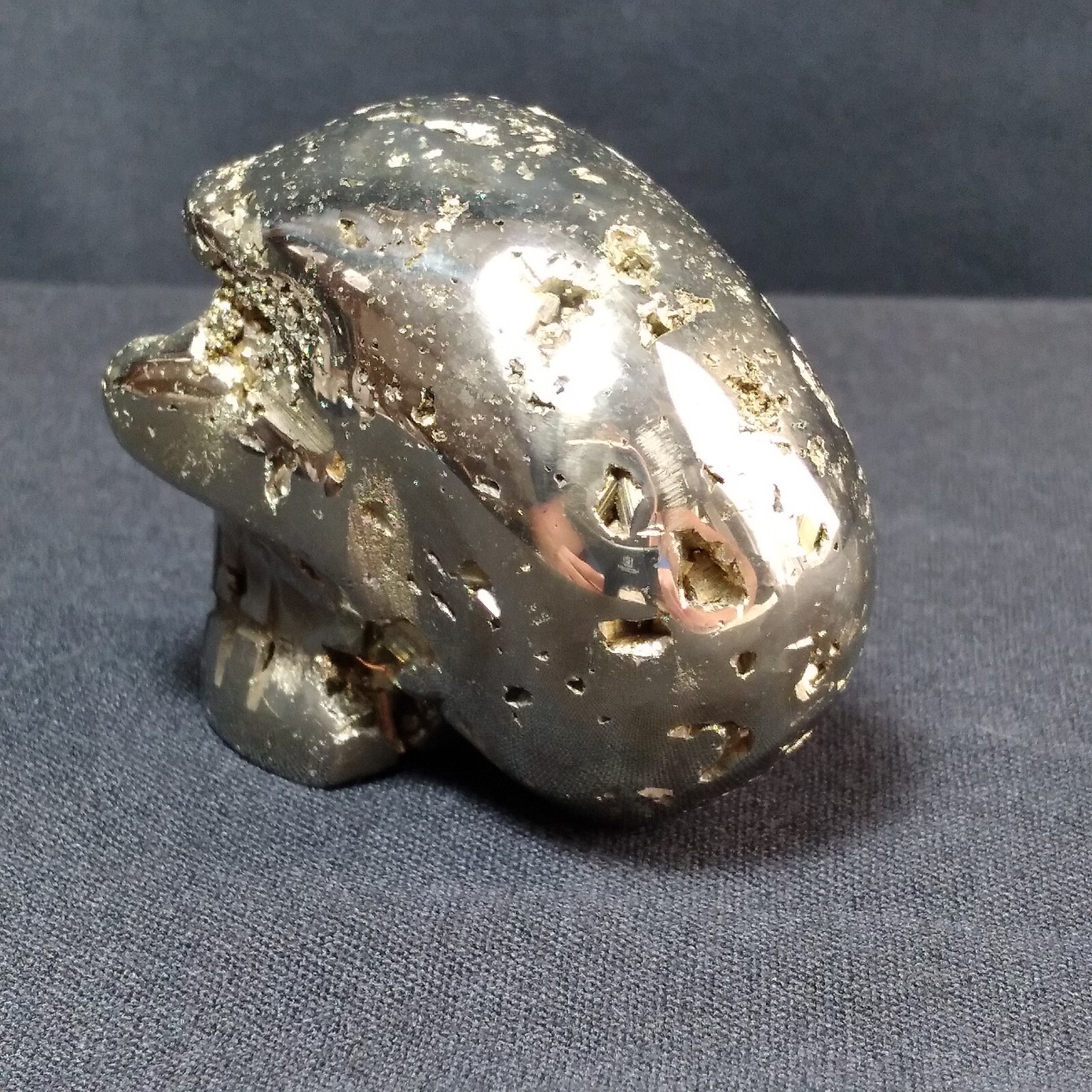 Hand Carved Skull Peruvian Pyrite Fools Gold Open Crystal Chambers Detail Heavy
