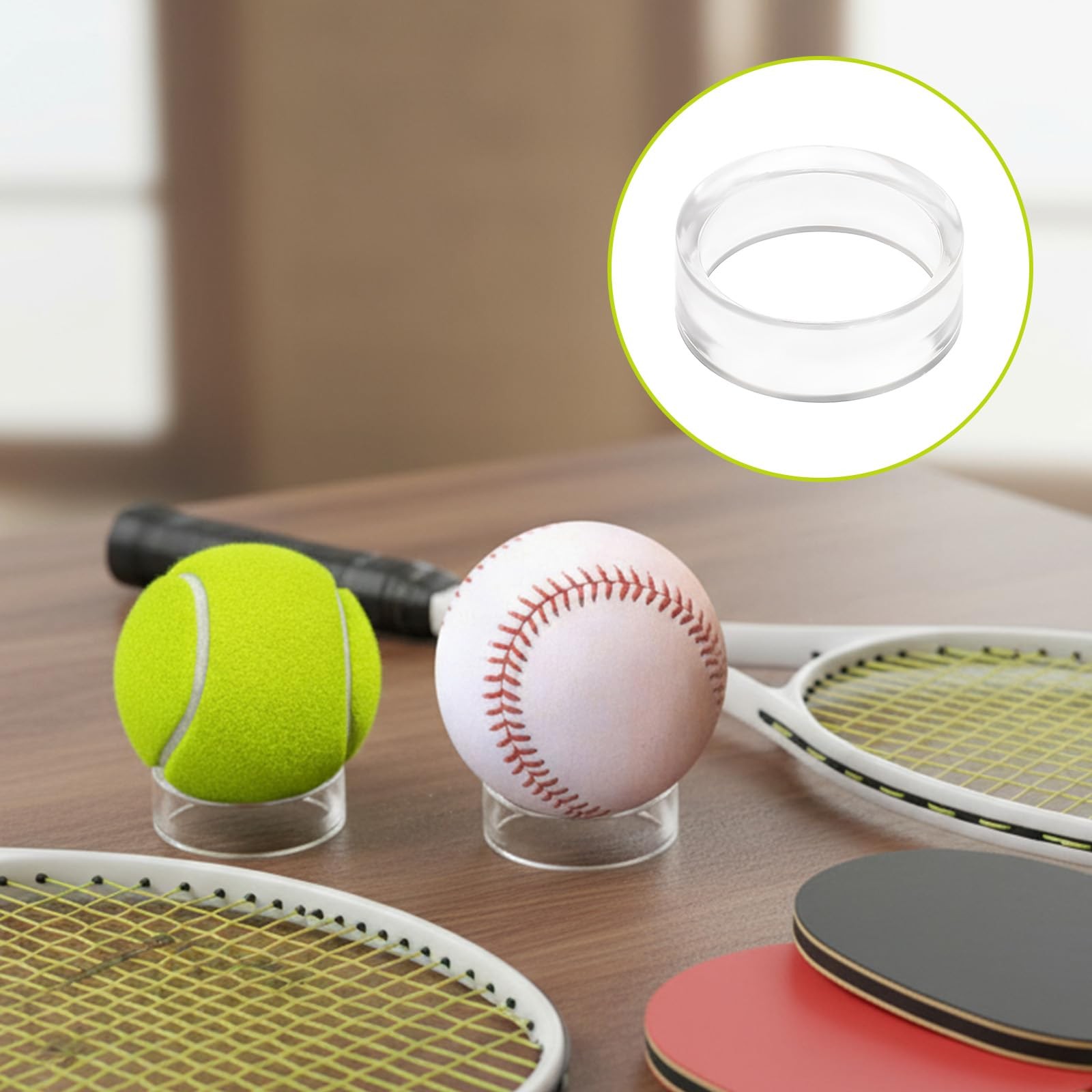 15 PCS Clear Sphere Stand, Ring Acrylic Baseball Display Stand, Baseball Stan…