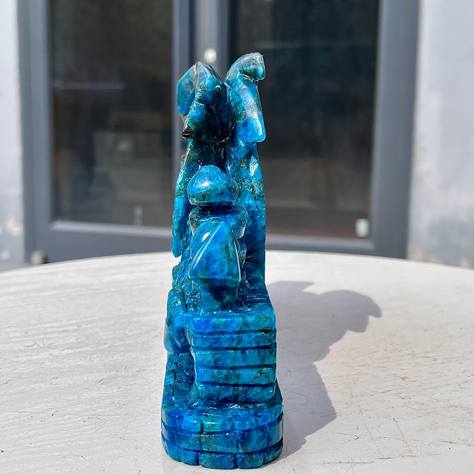 2.18LB Natural dreamy blue lithium gray pattern, hand carved and healed