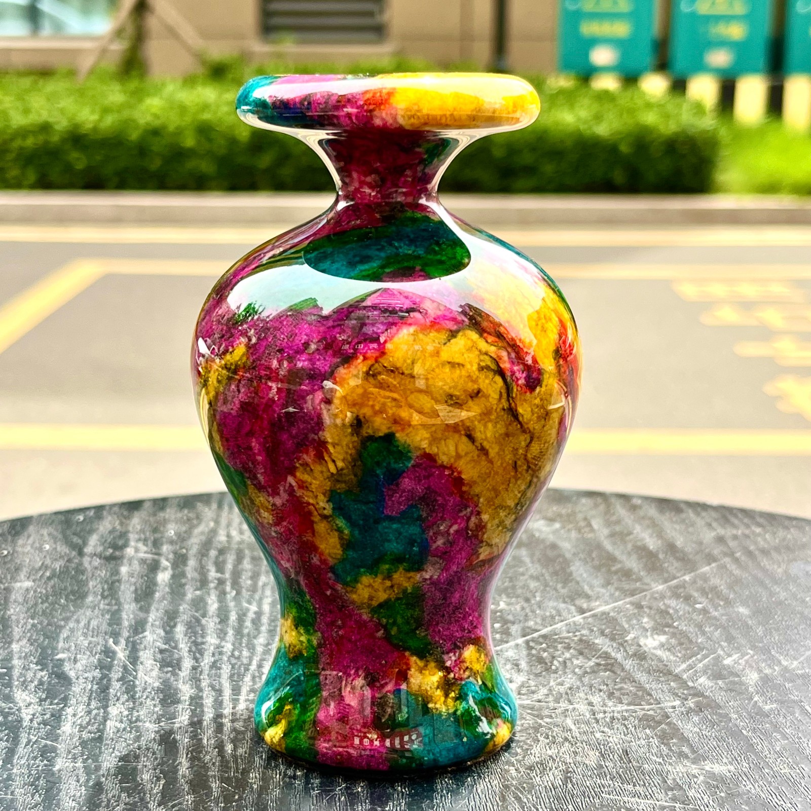 1.94LB Natural “Seven Colors Jade” vase specimen -Taiwan China