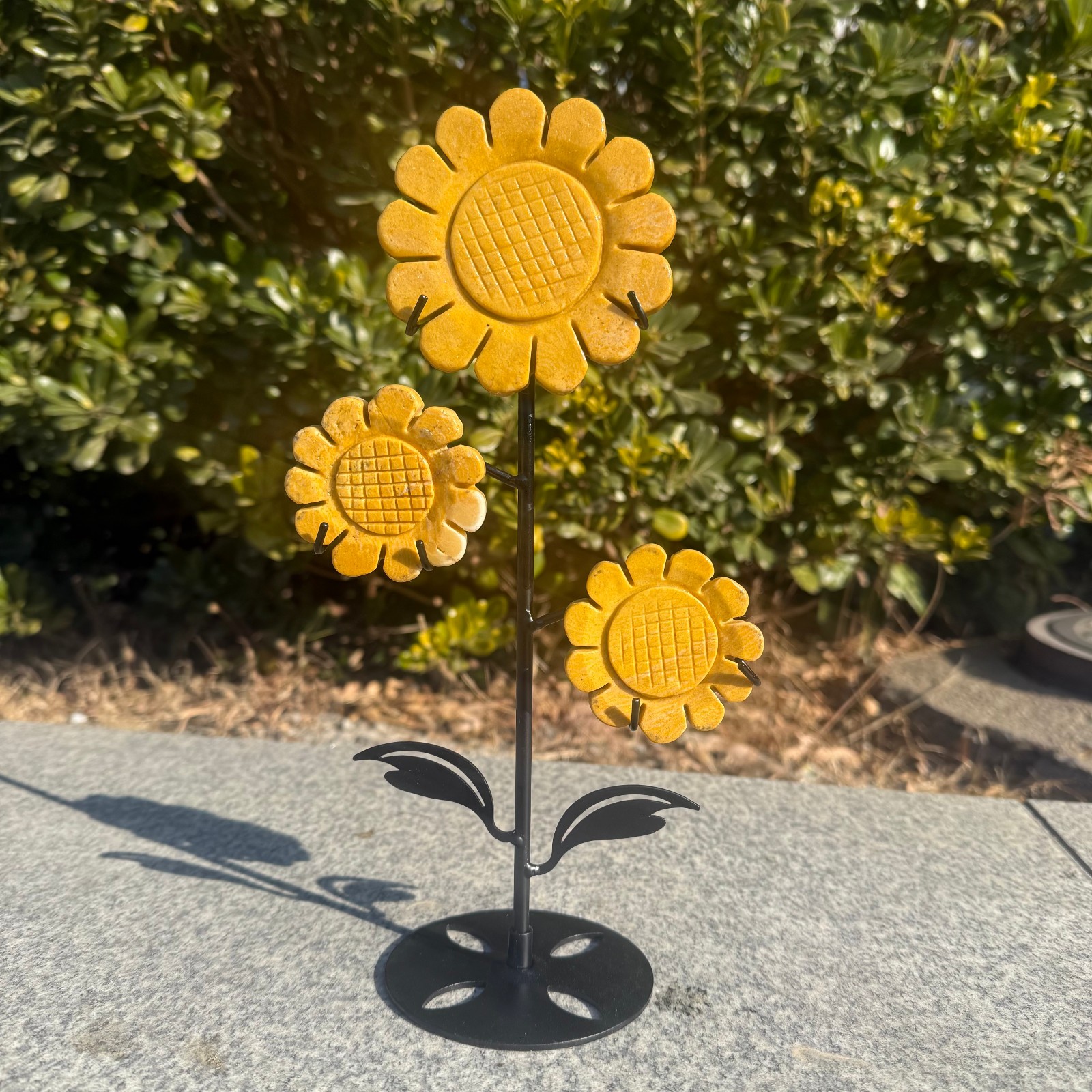 400g Natural gold stone quartz crystal carved Sunflower Decor Gift