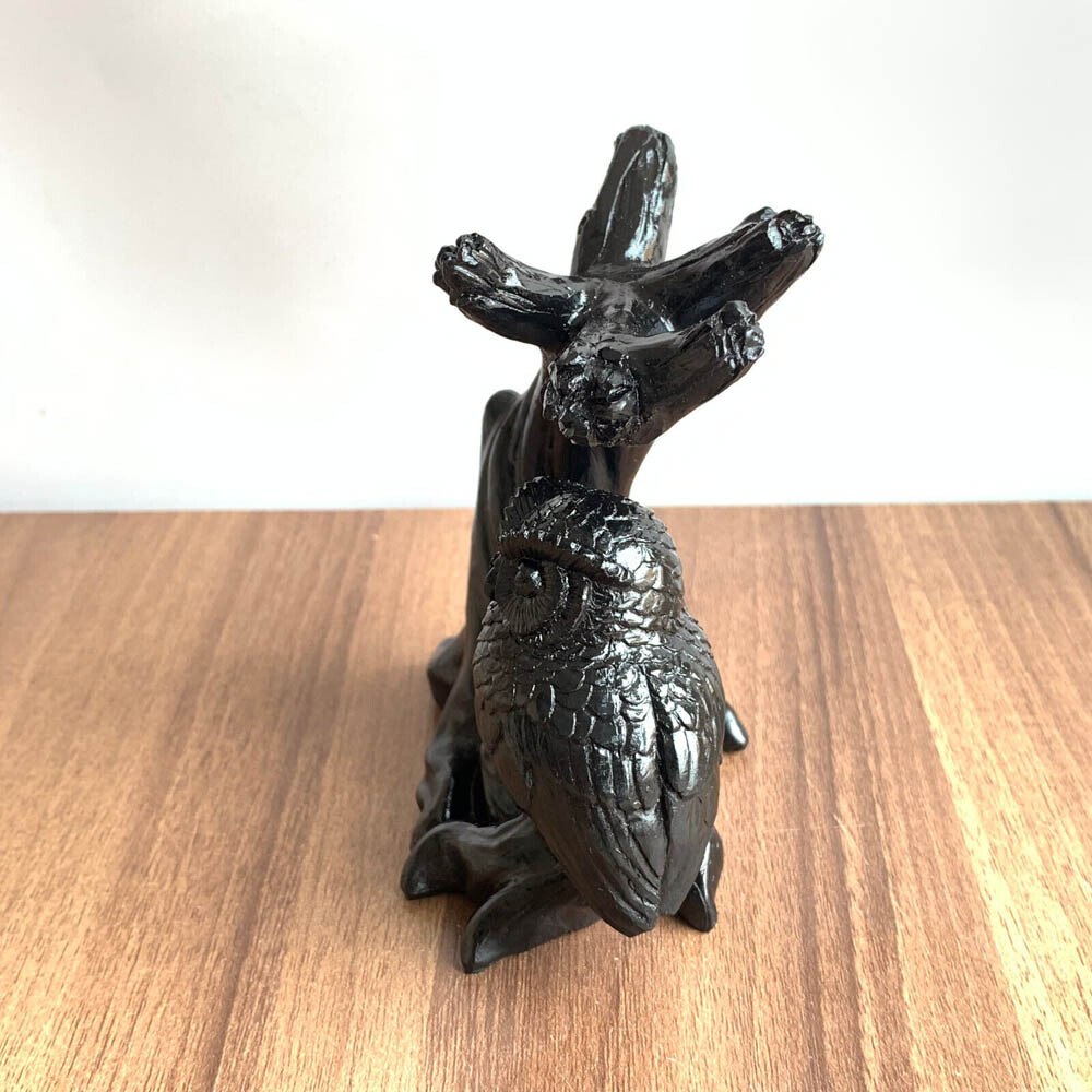 Owl Resin Sphere Holder Stand Base Natural Crystal Ball Hand Decoration USA