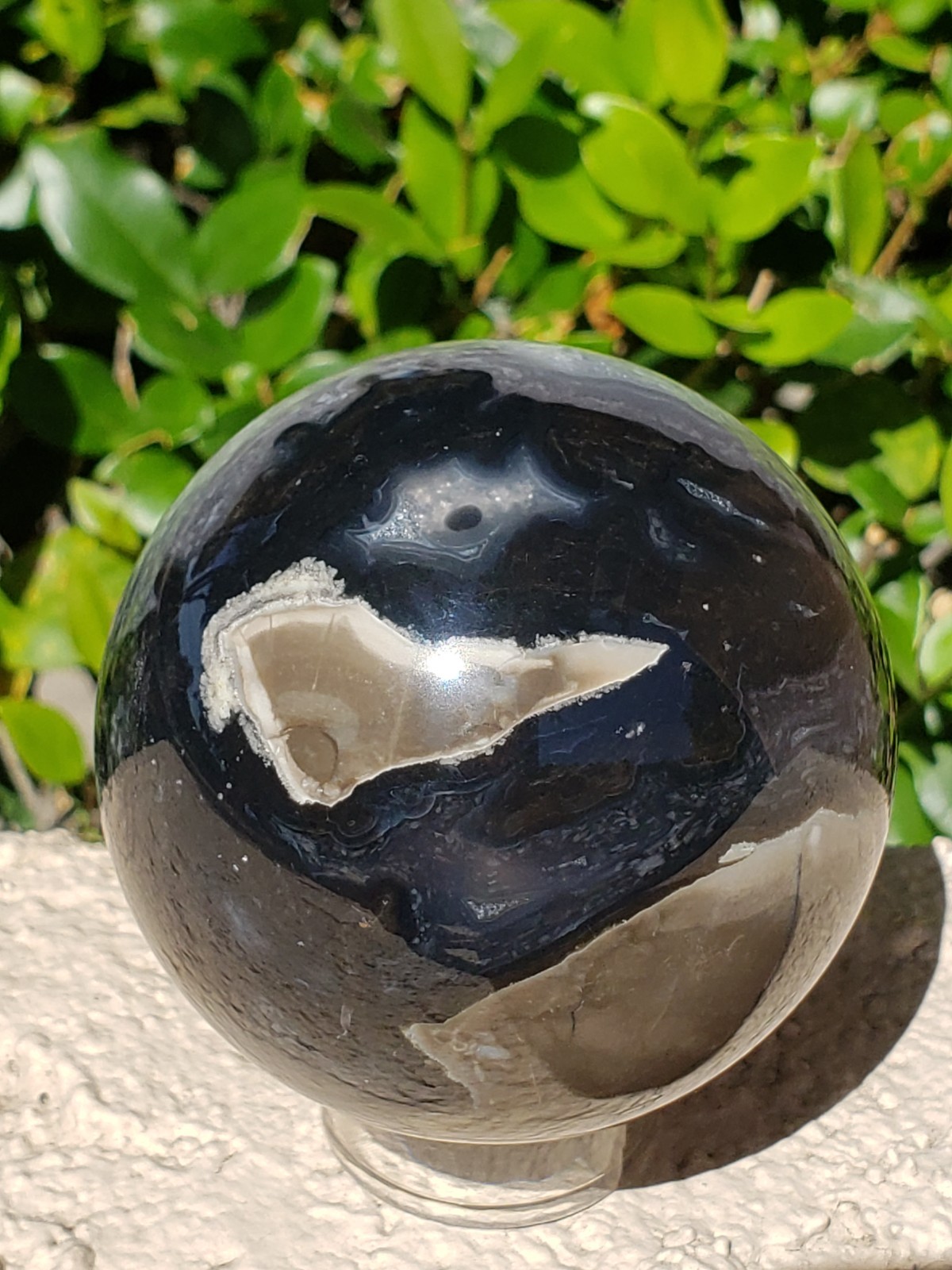 2.63″ Volcano Agate Quartz Crystal Sphere Ball Orb Stunning Green UV, 400g
